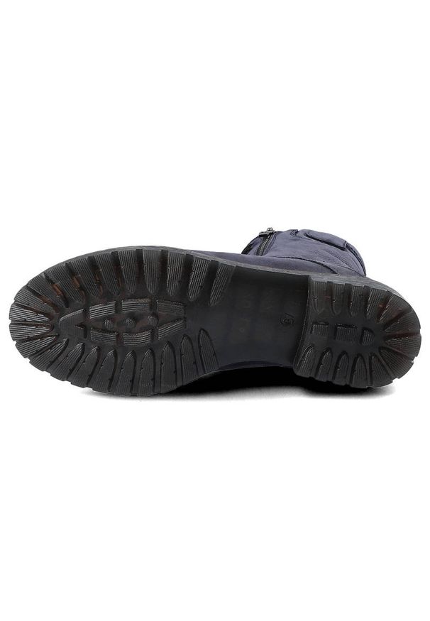 Botki damskie Simen, ocieplane ze skóry naturalnej z okrągłym noskiem, granatowe, 08237-S1680. Okazja: na co dzień. Nosek buta: okrągły. Zapięcie: sznurówki. Kolor: niebieski. Materiał: skóra. Styl: casual, elegancki