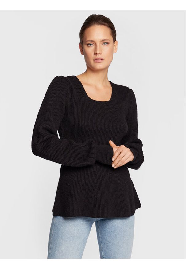 TwinSet - TWINSET Sweter 222TT3331 Czarny Slim Fit. Kolor: czarny. Materiał: syntetyk