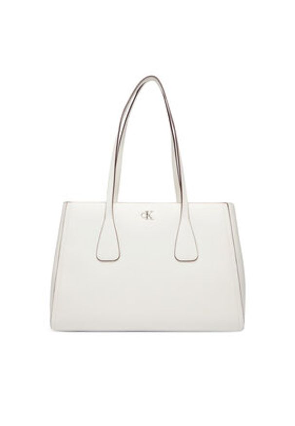Calvin Klein Torebka Ck Medium Work Tote LV04F3442G Biały. Kolor: biały. Materiał: skórzane