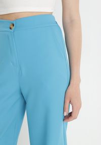Born2be - Niebieskie Spodnie Szerokie Antile. Stan: podwyższony. Kolor: niebieski. Materiał: koronka. Długość: krótkie. Wzór: gładki. Styl: elegancki #2