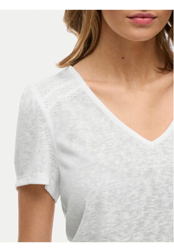 Vila T-Shirt Amer 14093441 Biały Regular Fit. Kolor: biały. Materiał: syntetyk, wiskoza