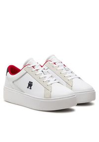 TOMMY HILFIGER - Tommy Hilfiger Sneakersy Th Platform Court Sneaker Nbk FW0FW08210 Biały. Kolor: biały. Materiał: skóra. Obcas: na platformie #5