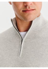 Pako Lorente - PAKO LORENTE- Szary sweter z rozpinaną stójką. Okazja: na co dzień. Typ kołnierza: kołnierzyk stójkowy. Kolor: szary. Materiał: wełna, bawełna. Sezon: jesień. Styl: casual #5