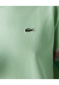 Lacoste - LACOSTE - Zielona bluzka z paskami na rękawach. Kolor: zielony. Materiał: jeans, bawełna. Wzór: haft, paski. Sezon: wiosna #2
