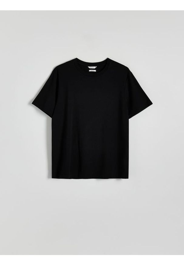 Reserved - T-shirt regular z tkaniny bambusowej - czarny. Kolor: czarny. Materiał: tkanina