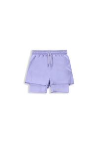 Spodenki sportowe dla dzieci Lemon Explore WL4 z legginsami. Kolor: fioletowy. Materiał: poliester, elastan. Styl: sportowy