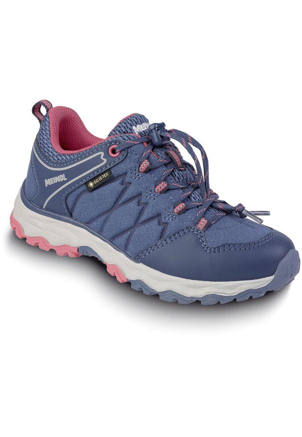 Buty trekkingowe dziecięce MEINDL Ontario Junior GTX, z membraną Gore-Tex. Kolor: niebieski. Technologia: Gore-Tex