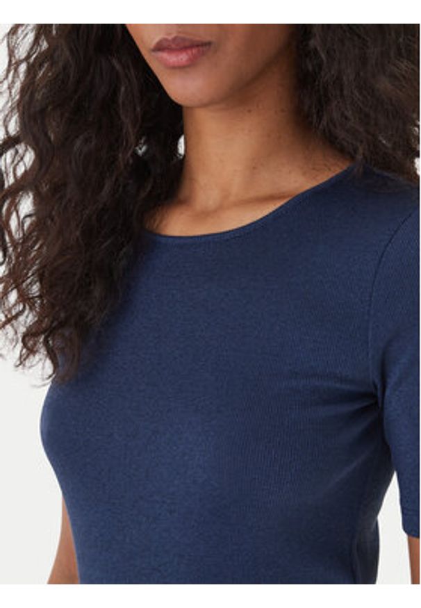 Fracomina T-Shirt FS26ST7008K420Q7 Granatowy Slim Fit. Kolor: niebieski. Materiał: wiskoza