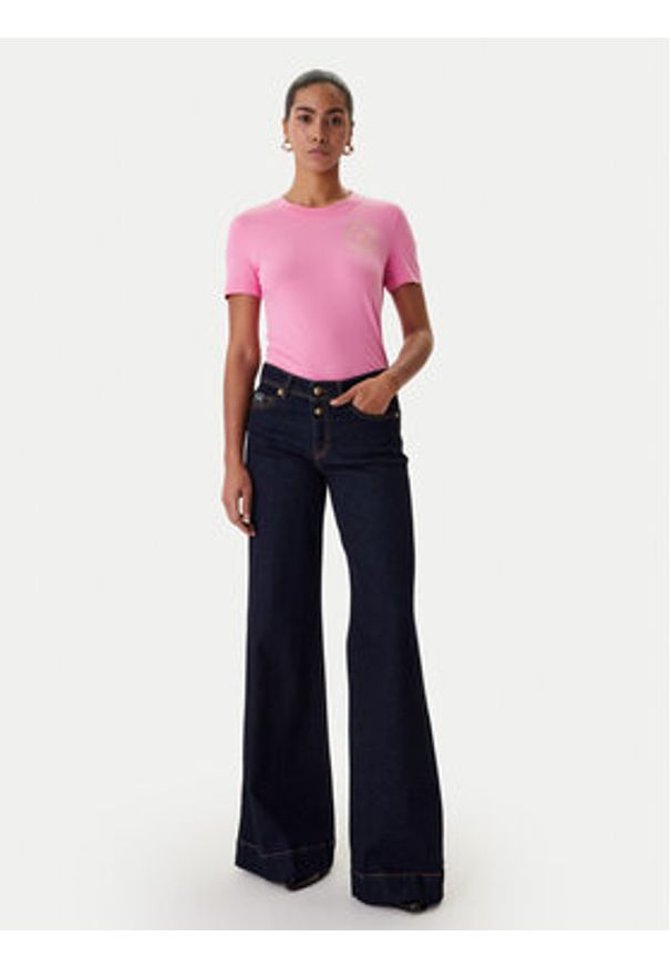 Versace Jeans Couture T-Shirt 80HAHT02 CJ03T Różowy Slim Fit. Kolor: różowy. Materiał: bawełna