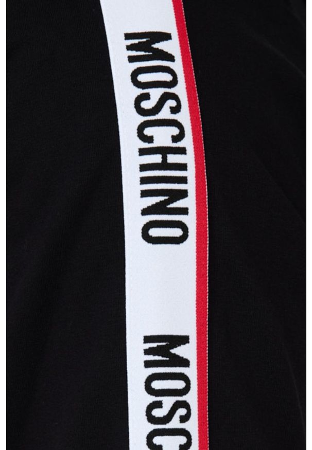 MOSCHINO Czarna bluza z kapturem i lampasami. Typ kołnierza: kaptur. Kolor: czarny