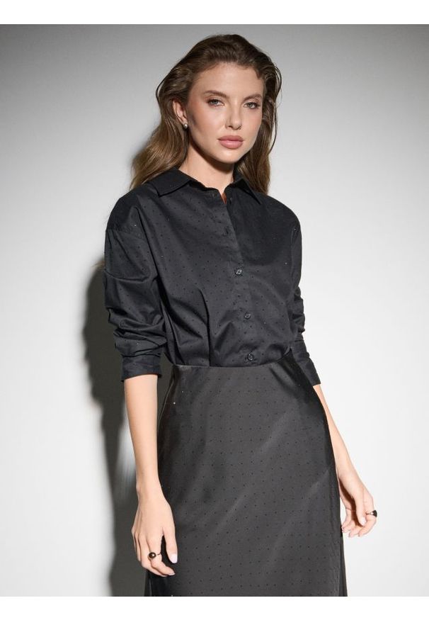 Sinsay - Bawełniana koszula - czarny. Kolor: czarny. Materiał: bawełna