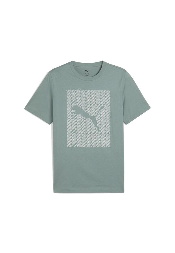 Puma - Męska koszulka Graphics PUMA Wording PUMA Green Moon. Kolor: zielony. Materiał: guma. Wzór: nadruk