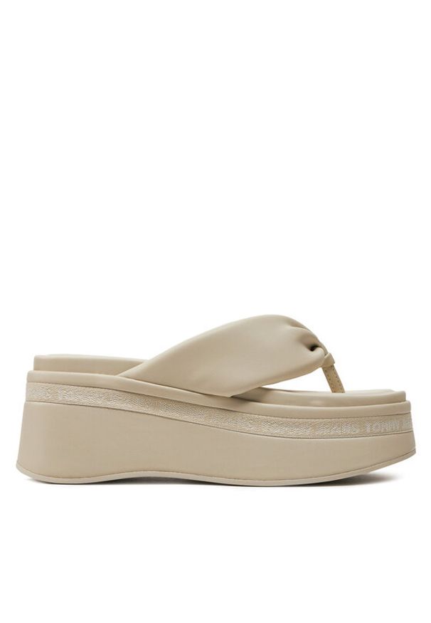 Tommy Jeans Japonki Tjw Wedge Sandal EN0EN02457 Beżowy. Kolor: beżowy. Materiał: skóra