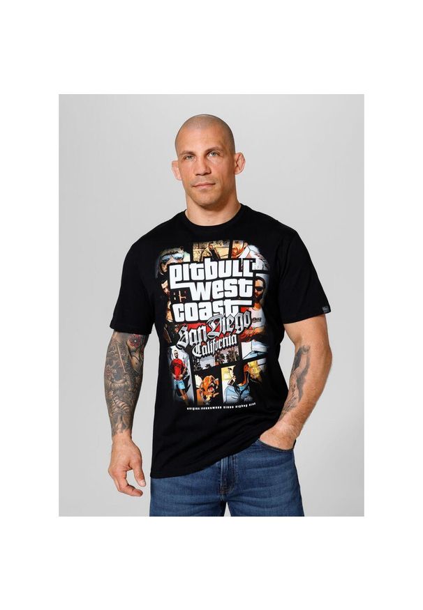 PITBULL - Koszulka bawełniana sportowy t-shirt dla dorosłych Most Wanted. Kolor: czarny, wielokolorowy, biały. Materiał: bawełna