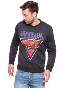 Wrangler - BLUZA WRANGLER MĘSKA CREW SWEAT FADED BLACK W6559IHV6. Kolor: czarny. Wzór: nadruk. Styl: sportowy #1