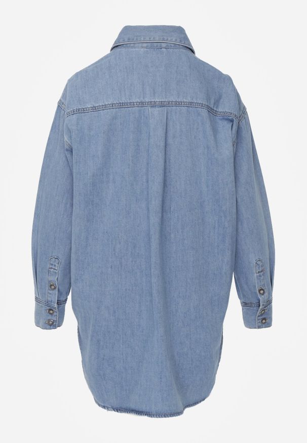 Born2be - Niebieska Jeansowa Koszula Oversize z Bawełną Dinilena. Okazja: na spacer, na co dzień, do pracy. Kolor: niebieski. Materiał: bawełna, jeans. Długość: długie. Styl: casual, elegancki