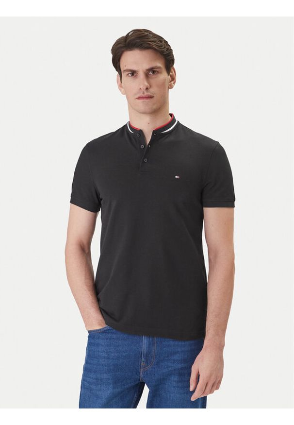 TOMMY HILFIGER - Tommy Hilfiger Polo Mao MW0MW34752 Czarny Slim Fit. Typ kołnierza: polo. Kolor: czarny. Materiał: bawełna