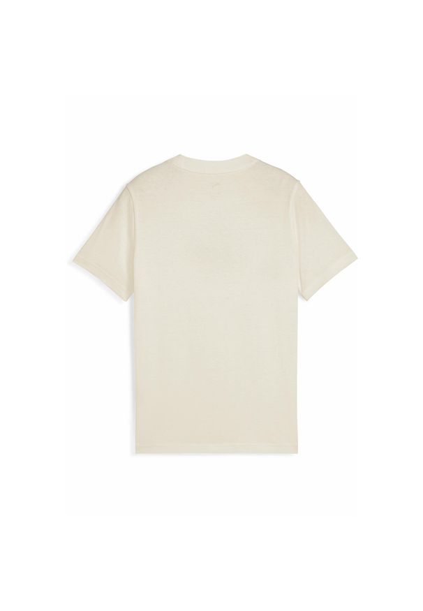 Puma - Młodzieżowa koszulka Essentials Script PUMA Alpine Snow White. Kolor: biały, beżowy, wielokolorowy. Wzór: haft. Sport: joga i pilates