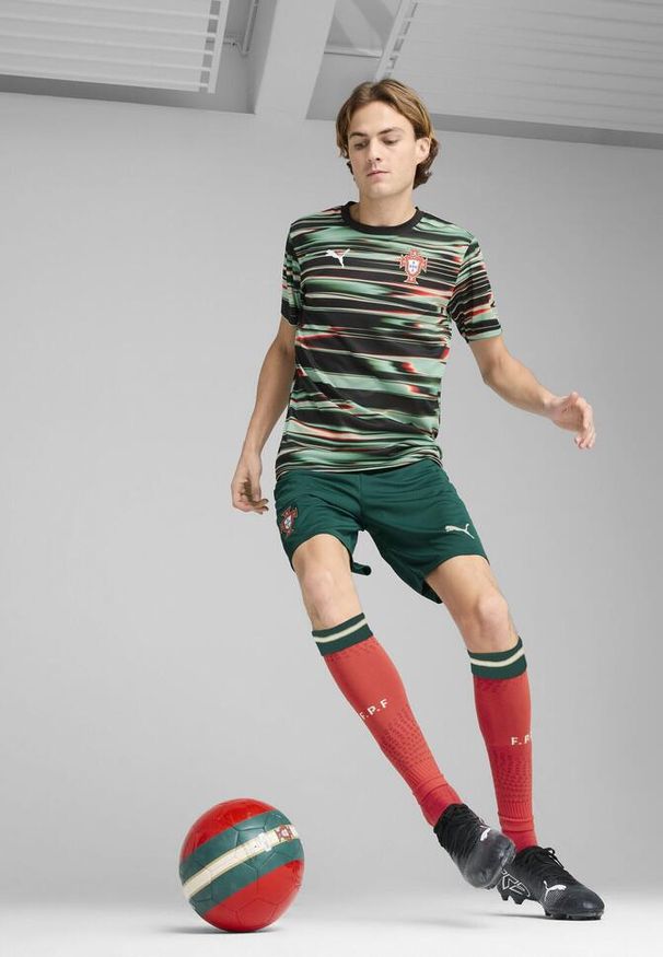 Puma - Męska koszulka przedmeczowa Portugalia PUMA Black White. Kolor: biały, wielokolorowy, czarny