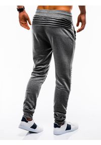 Ombre Clothing - Spodnie męskie dresowe - grafitowe P734 - M. Kolor: szary. Materiał: dresówka #8
