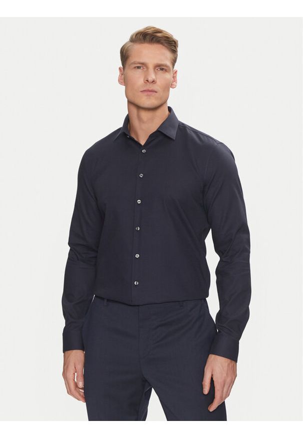 Calvin Klein Koszula Non Iron Tonal Strct Slim Shirt K10K113848 Granatowy Regular Fit. Kolor: niebieski. Materiał: bawełna