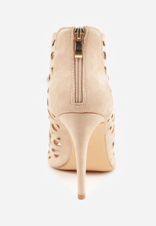 Renee - Beżowe Sandały Botki Vices na Szpilce z Ażurową Cholewką Natilora. Okazja: na randkę. Kolor: beżowy. Wzór: ażurowy. Sezon: lato. Obcas: na szpilce. Styl: elegancki