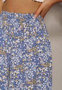 Renee - Niebieskie Szerokie Spodnie Culotte High Waist z Gumką w Talii Vikiisona. Stan: podwyższony. Kolor: niebieski. Materiał: tkanina. Sezon: lato #3
