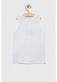 United Colors of Benetton top bawełniany dziecięcy kolor biały. Okazja: na co dzień. Kolor: biały. Materiał: bawełna. Wzór: nadruk. Styl: casual, klasyczny #2