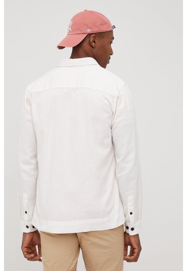 Premium by Jack&Jones koszula z domieszką lnu męska kolor beżowy regular z kołnierzykiem klasycznym. Typ kołnierza: kołnierzyk klasyczny. Kolor: beżowy. Materiał: len. Długość rękawa: długi rękaw. Długość: długie. Styl: klasyczny