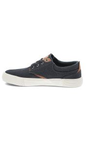 Granatowe Trampki Wrangler Stylowe Obuwie Męskie. Okazja: na co dzień. Zapięcie: sznurówki. Kolor: niebieski. Materiał: denim, skóra, materiał, guma. Szerokość cholewki: normalna. Styl: elegancki #6