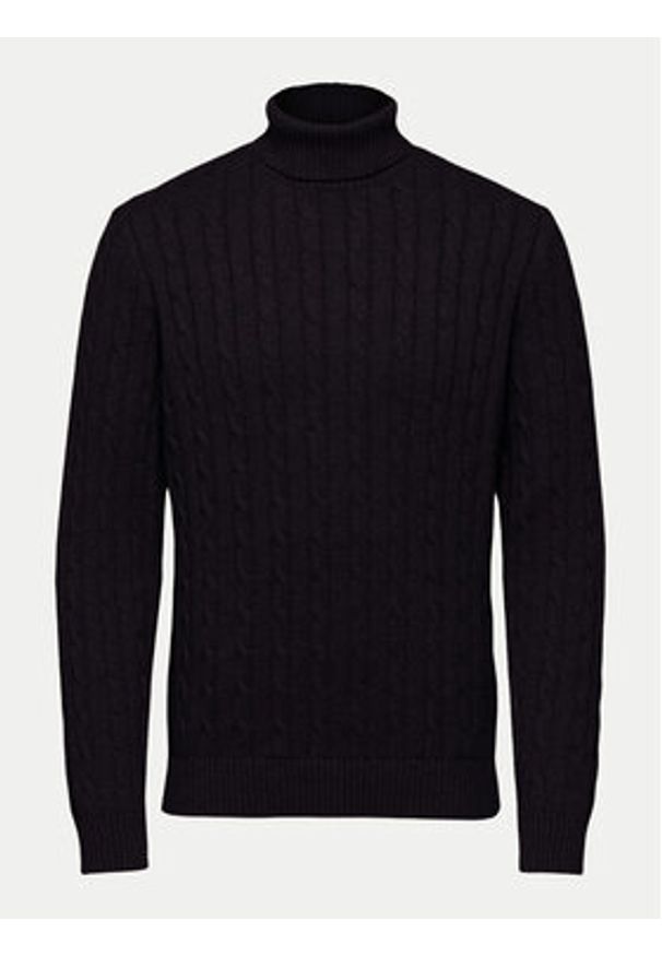 Selected Homme Golf Ryan 16077218 Czarny Regular Fit. Typ kołnierza: golf. Kolor: czarny. Materiał: bawełna