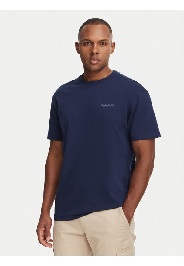 Napapijri T-Shirt Yourte NP0A8AU2 Granatowy Relaxed Fit. Kolor: niebieski. Materiał: bawełna