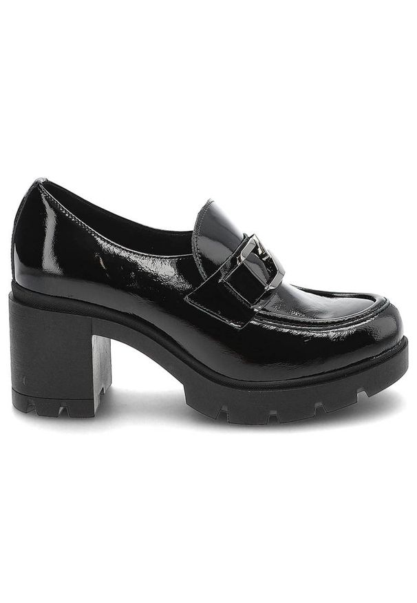 Czarne Półbuty Lemar Damskie Eleganckie Buty. Okazja: na spotkanie biznesowe. Zapięcie: klamry. Kolor: czarny. Materiał: skóra, lakier. Obcas: na obcasie. Styl: elegancki. Wysokość obcasa: średni