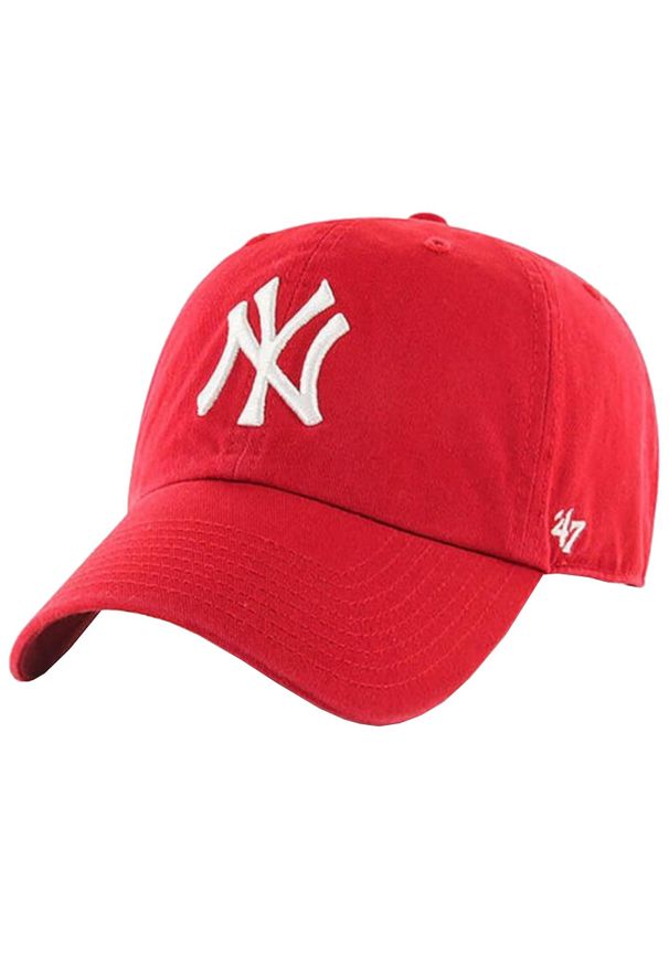 47 Brand - Czapka z daszkiem męska New York Yankees MLB Clean Up Cap. Kolor: czerwony. Materiał: bawełna