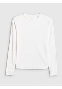 4f - 4F Longsleeve slim z prążkowanej dzianiny damski - biały M. Kolor: biały. Materiał: prążkowany, dzianina. Długość rękawa: długi rękaw