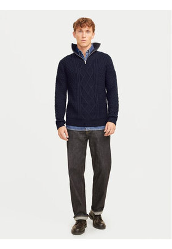 Jack & Jones Sweter Blunorth 12261780 Granatowy Regular Fit. Kolor: niebieski. Materiał: bawełna, syntetyk
