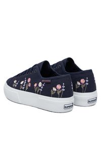 Superga Tenisówki 3740 Platform Flower Embroidery Leggera S5138TW Granatowy. Kolor: niebieski. Materiał: materiał. Obcas: na platformie #6