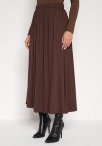 Born2be - Brązowa Bawełniana Spódnica o Rozkloszowanym Kroju Tusnara. Kolor: brązowy. Materiał: bawełna #1