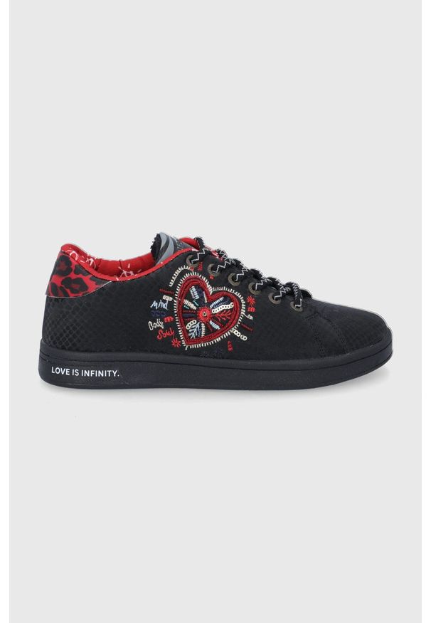 Desigual - Buty. Nosek buta: okrągły. Zapięcie: sznurówki. Kolor: czarny. Materiał: guma. Obcas: na obcasie. Wysokość obcasa: niski