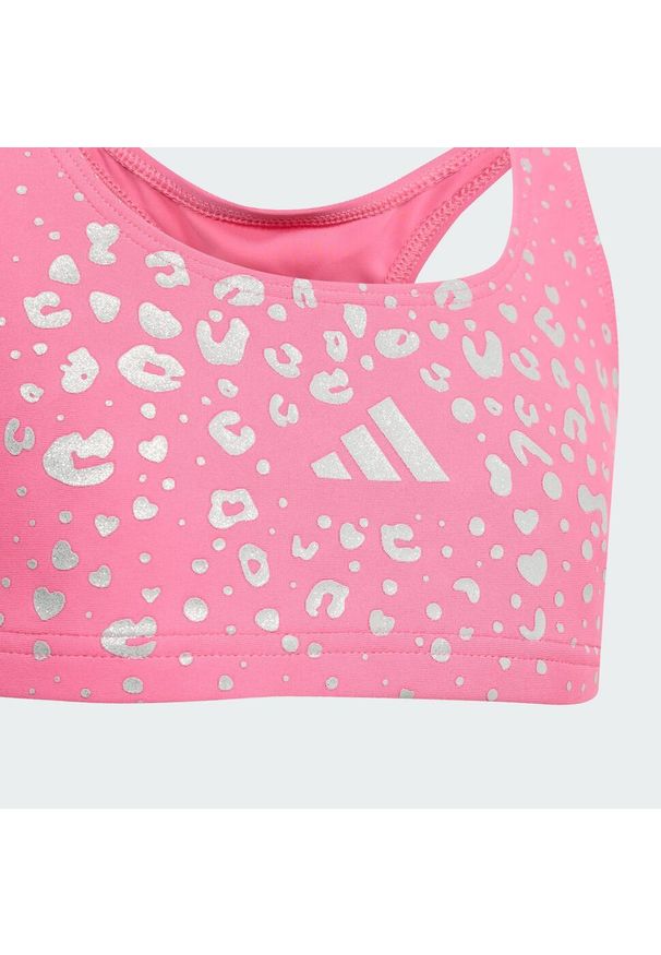 Adidas - Zestaw brokatowego bikini dla dzieci. Kolor: różowy. Wzór: nadruk