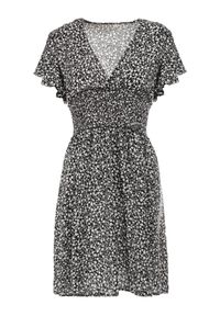 Born2be - Czarna Sukienka Rhodochis. Kolor: czarny. Długość rękawa: krótki rękaw. Wzór: kwiaty. Sezon: lato. Długość: mini #5