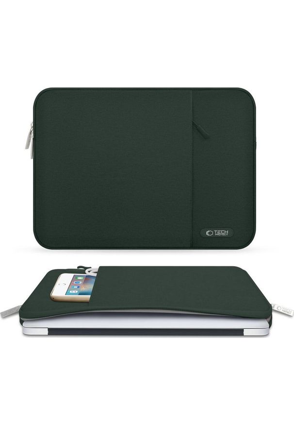 TECH-PROTECT - Pokrowiec Tech-Protect Sleevy do Laptopa 13-14'' zielony. Kolor: zielony. Materiał: materiał, poliester, polar, tkanina. Styl: biznesowy, elegancki, casual