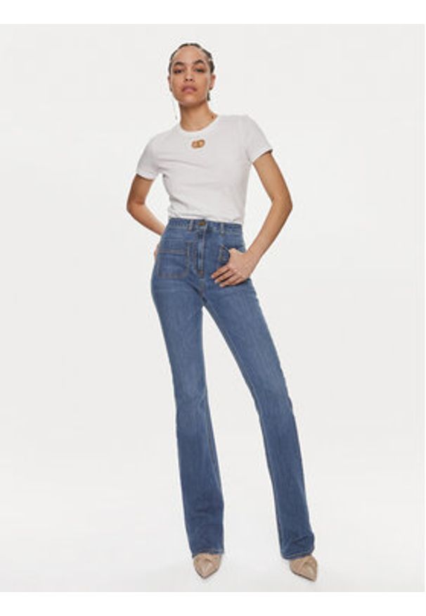 Elisabetta Franchi T-Shirt MA-52N-41E2-V180 Biały Regular Fit. Kolor: biały. Materiał: bawełna