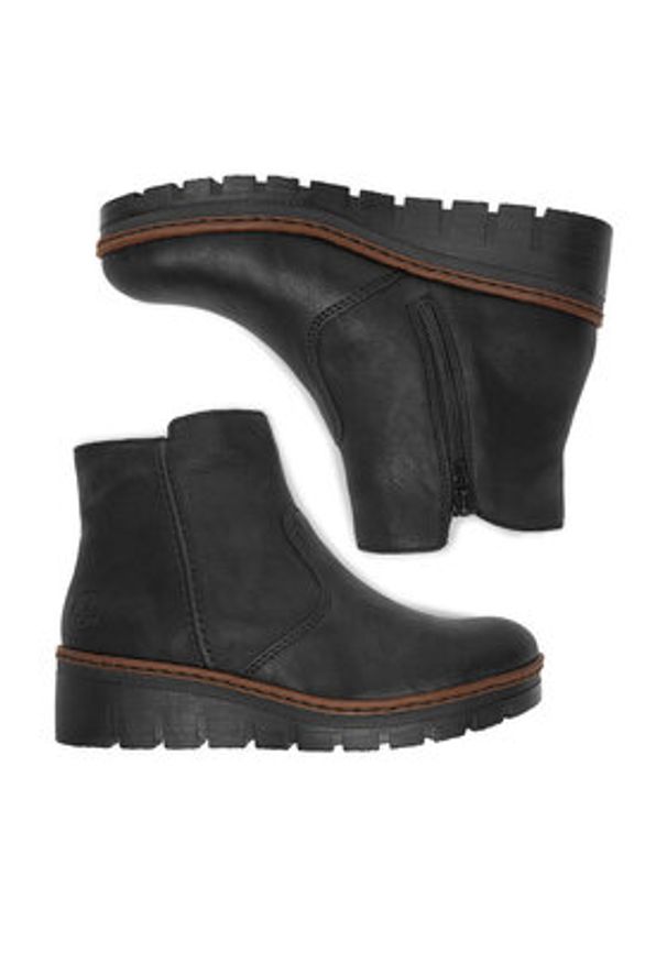 Rieker Botki CEO-X9165-00 Czarny. Kolor: czarny. Materiał: materiał, skóra