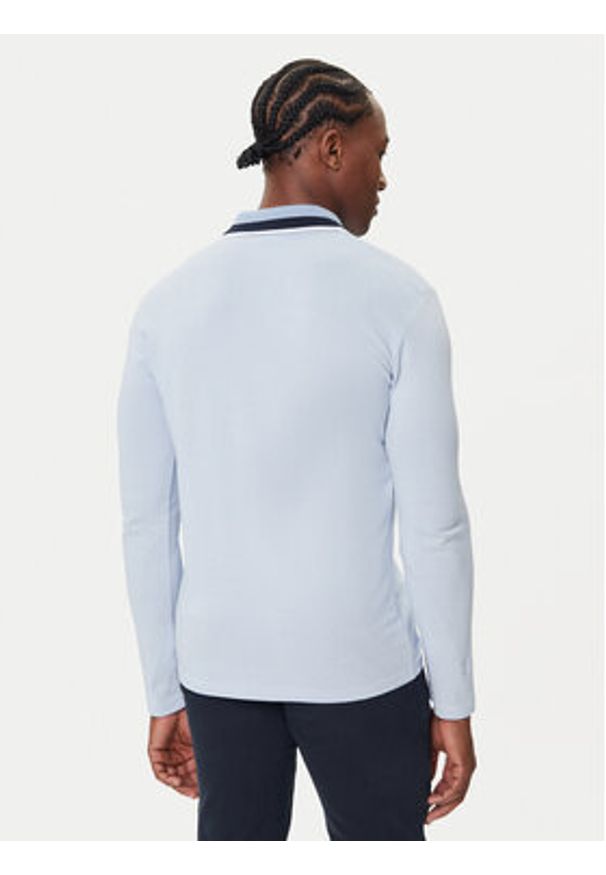 BOSS Polo Peoxfordlong_1 50544845 Błękitny Regular Fit. Typ kołnierza: polo. Kolor: niebieski. Materiał: bawełna