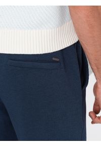 Ombre Clothing - Spodnie męskie dzianinowe z gumką w pasie - granatowe V1 OM-PACP-0121 - XL. Kolor: niebieski. Materiał: dzianina