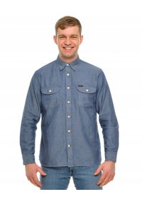 Lee - LEE WORKER SHIRT RELAXED FIT MĘSKA KOSZULA JEANSOWA DARK NAVY L68HJLNM. Materiał: jeans