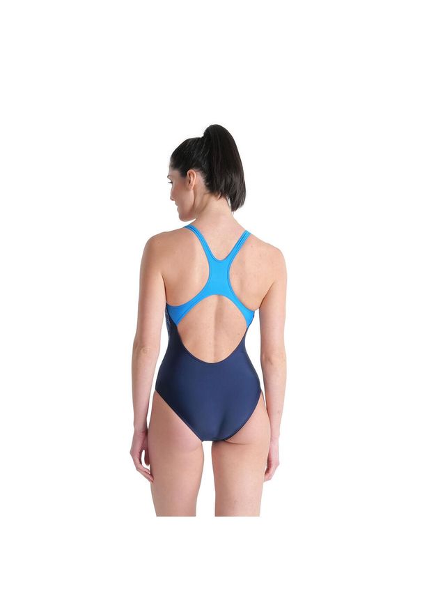 Strój kąpielowy damski Arena Swim Pro Back Graphic. Kolor: pomarańczowy, wielokolorowy, żółty, niebieski