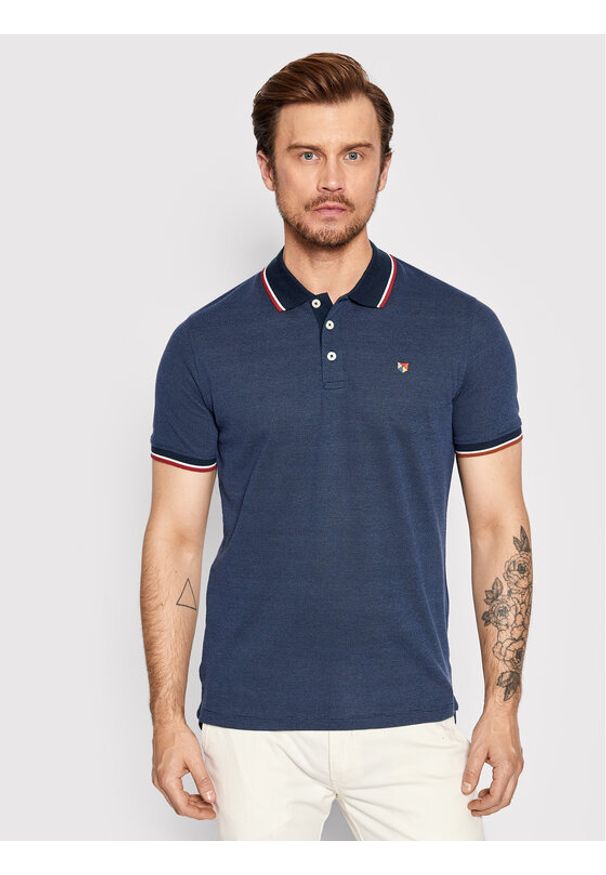 Jack&Jones PREMIUM Polo Bluwin 12169064 Granatowy Regular Fit. Typ kołnierza: polo. Kolor: niebieski. Materiał: syntetyk