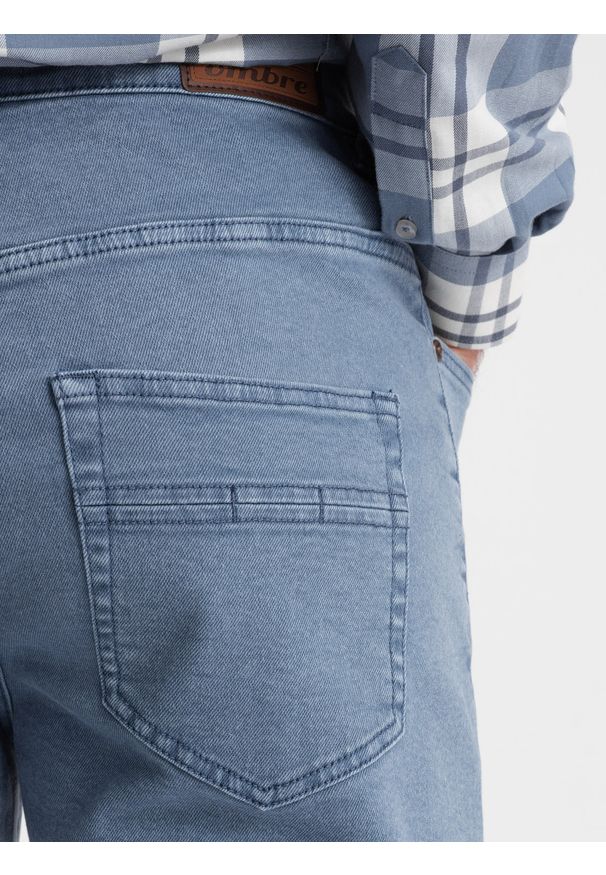 Ombre Clothing - Spodnie męskie jeansowe bez przetarć SLIM FIT - niebieskie V3 OM-PADP-0148 - XXL. Okazja: na co dzień. Kolor: niebieski. Materiał: jeans. Wzór: gładki. Styl: sportowy, casual, elegancki